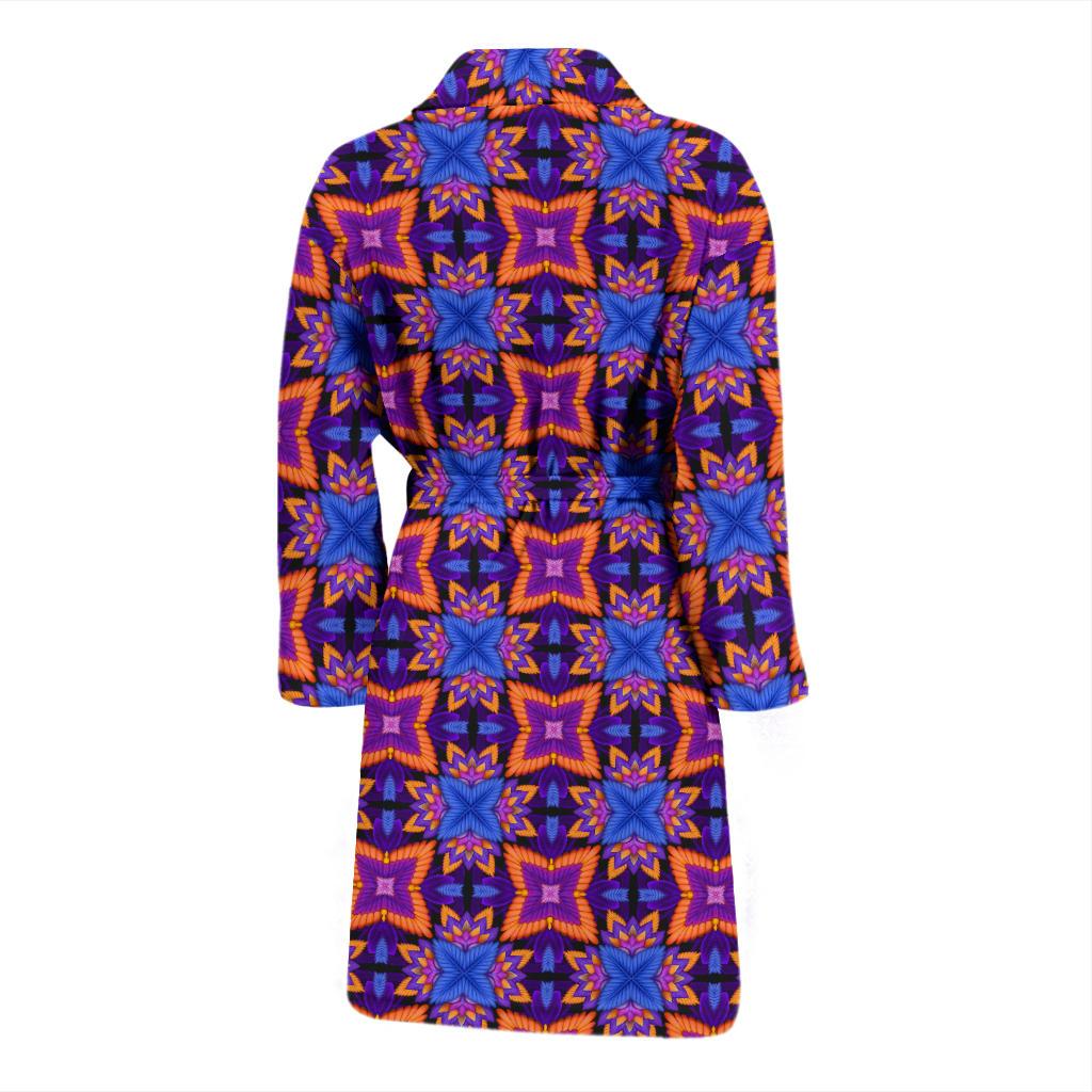 kaleidoscope Purple Orange Print Design Men Bath Robe-JTAMIGO.COM
