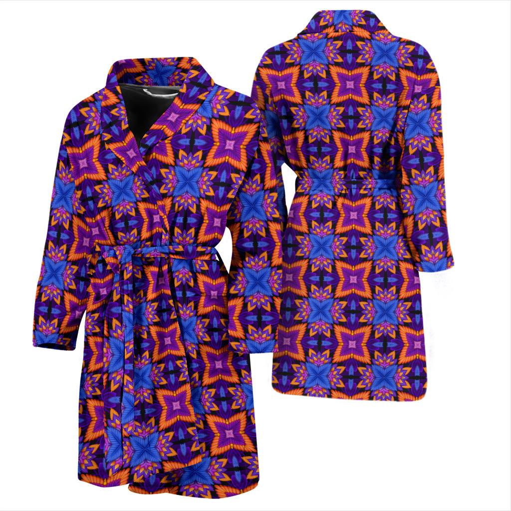 kaleidoscope Purple Orange Print Design Men Bath Robe-JTAMIGO.COM