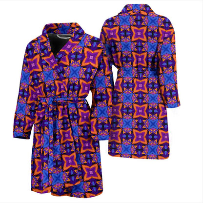 kaleidoscope Purple Orange Print Design Men Bath Robe-JTAMIGO.COM