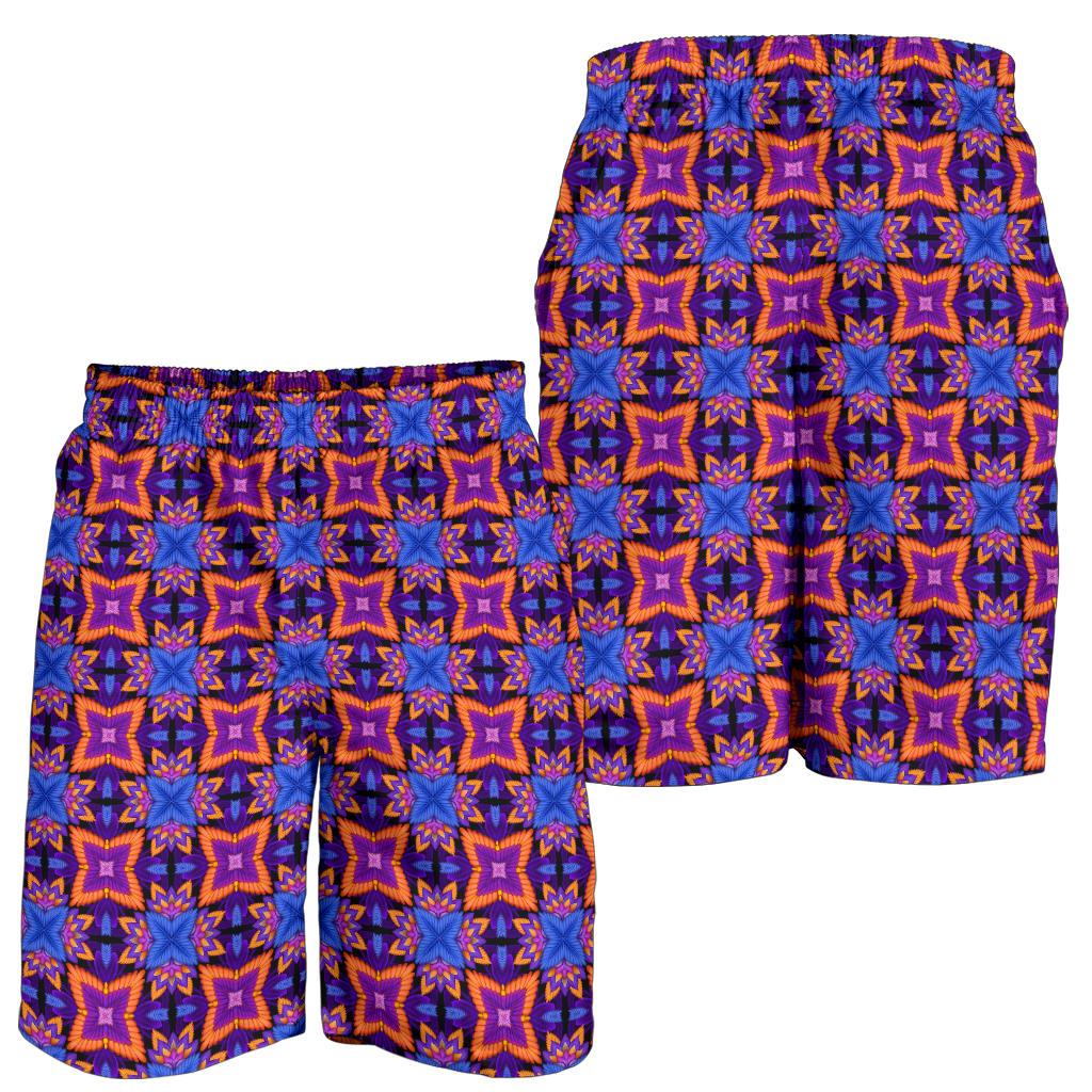 kaleidoscope Purple Orange Print Design Mens Shorts-JTAMIGO.COM