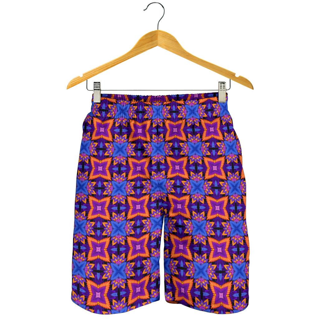 kaleidoscope Purple Orange Print Design Mens Shorts-JTAMIGO.COM