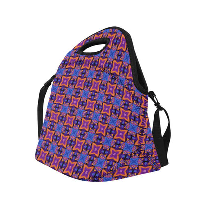 kaleidoscope Purple Orange Print Design Neoprene Lunch Bag (Model 1669)(Large)-JTAMIGO.COM