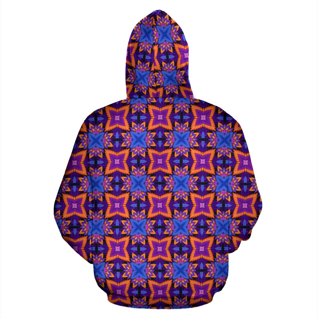 kaleidoscope Purple Orange Print Design Pullover Hoodie