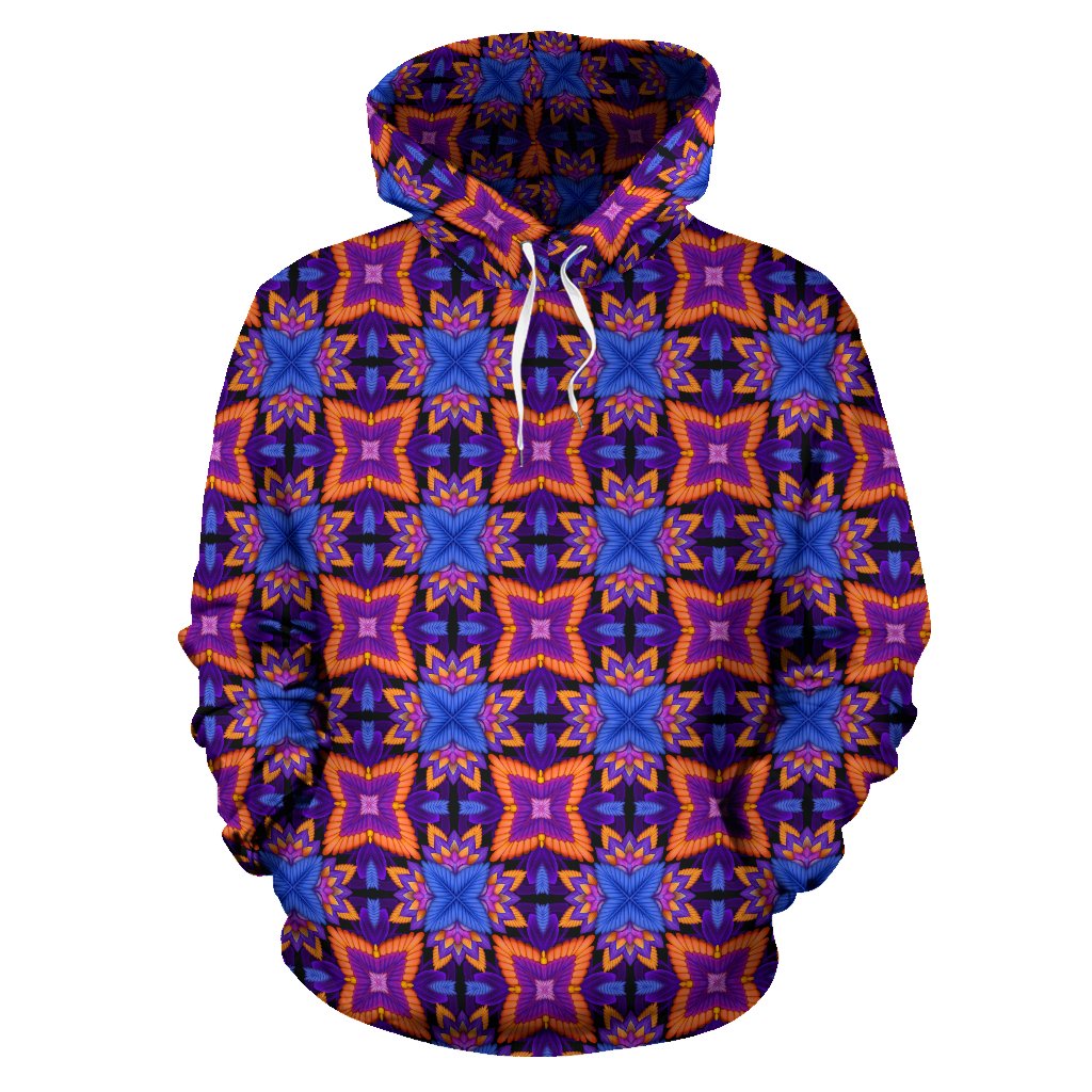 kaleidoscope Purple Orange Print Design Pullover Hoodie