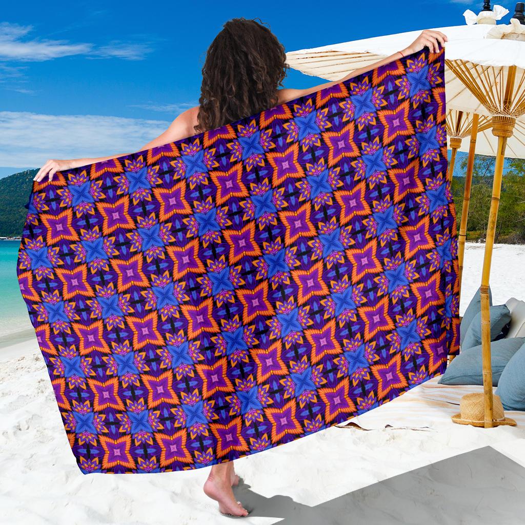 kaleidoscope Purple Orange Print Design Sarong Pareo Wrap