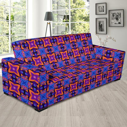 kaleidoscope Purple Orange Print Design Sofa Slipcover-JTAMIGO.COM
