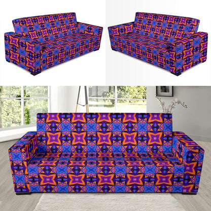 kaleidoscope Purple Orange Print Design Sofa Slipcover-JTAMIGO.COM
