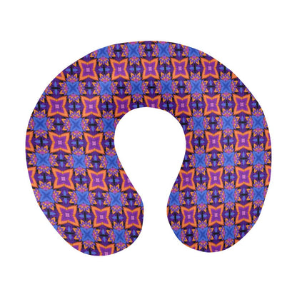 kaleidoscope Purple Orange Print Design U-Shaped Travel Neck Pillow-JTAMIGO.COM