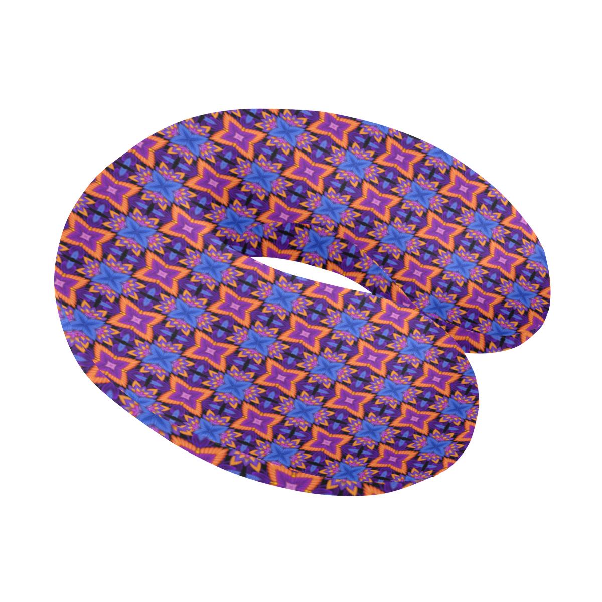 kaleidoscope Purple Orange Print Design U-Shaped Travel Neck Pillow-JTAMIGO.COM
