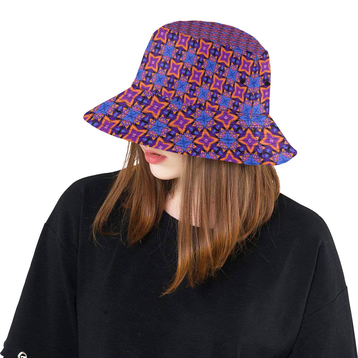 kaleidoscope Purple Orange Print Design Unisex Bucket Hat