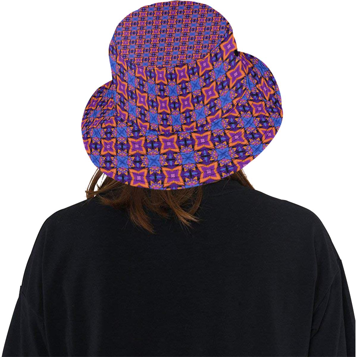 kaleidoscope Purple Orange Print Design Unisex Bucket Hat