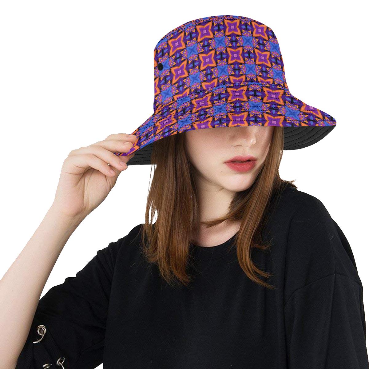 kaleidoscope Purple Orange Print Design Unisex Bucket Hat