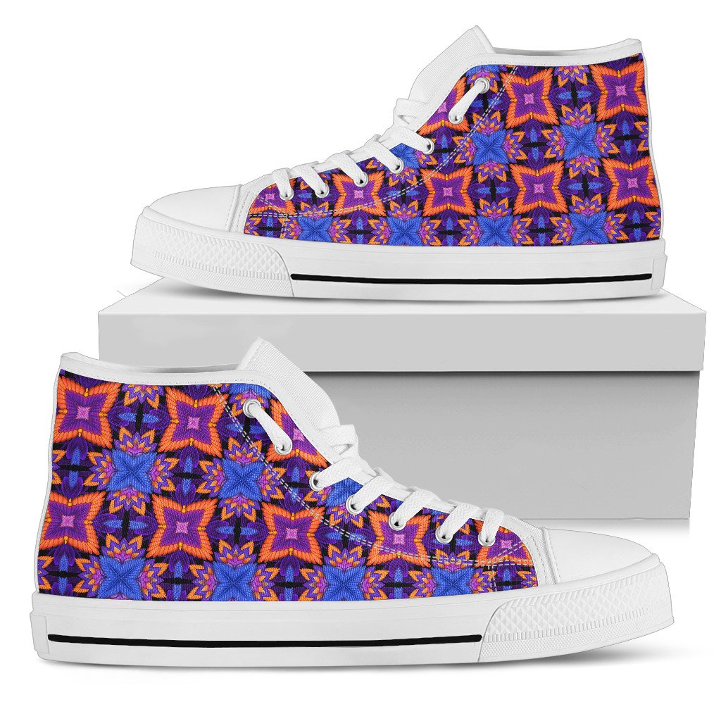 Kaleidoscope Purple Orange Print Design Women High Top Shoes