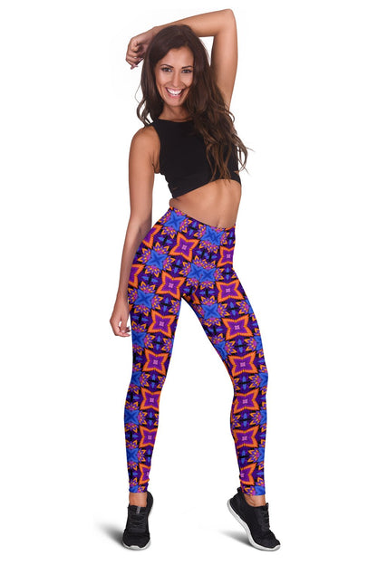 kaleidoscope Purple Orange Print Design Women Leggings