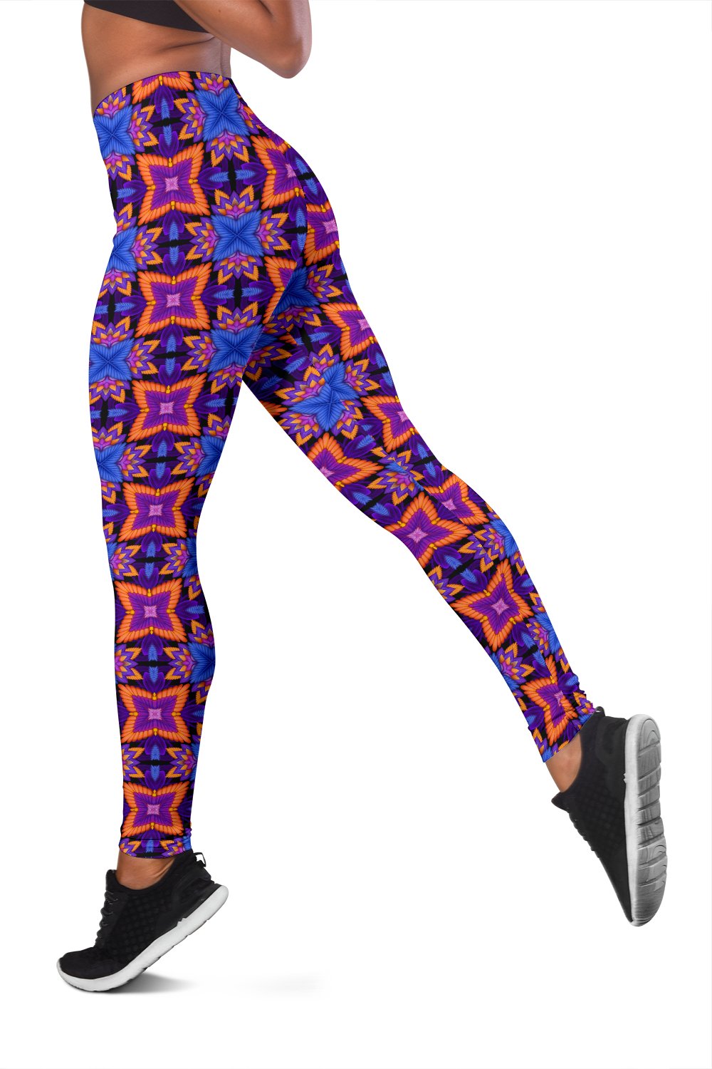 kaleidoscope Purple Orange Print Design Women Leggings