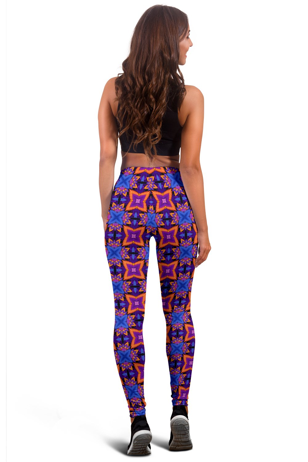 kaleidoscope Purple Orange Print Design Women Leggings