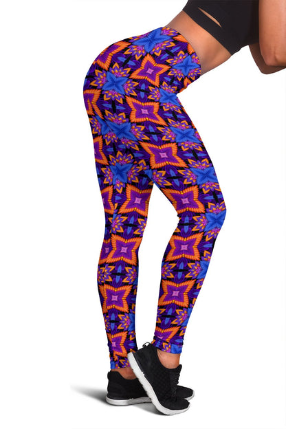 kaleidoscope Purple Orange Print Design Women Leggings