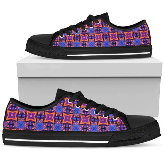 kaleidoscope Purple Orange Print Design Women Low Top Shoes