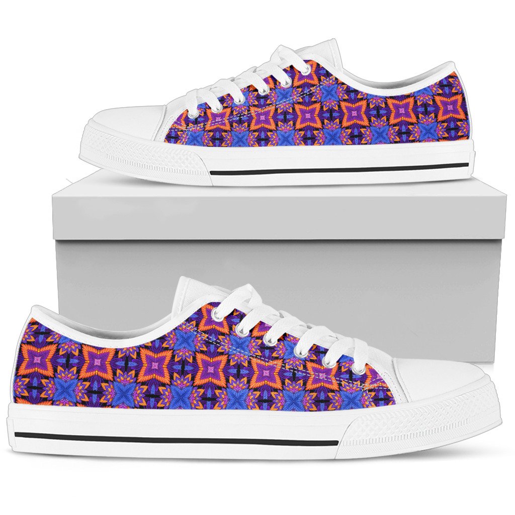 kaleidoscope Purple Orange Print Design Women Low Top Shoes