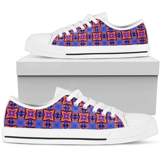 kaleidoscope Purple Orange Print Design Women Low Top Shoes