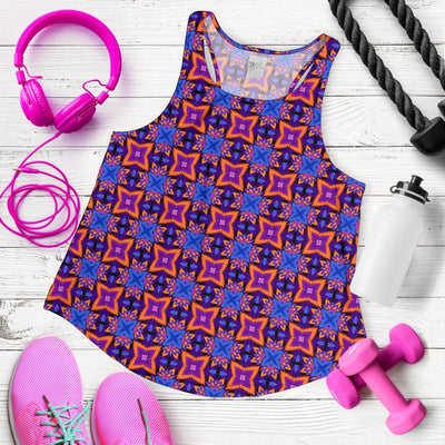 kaleidoscope Purple Orange Print Design Women Racerback Tank Top
