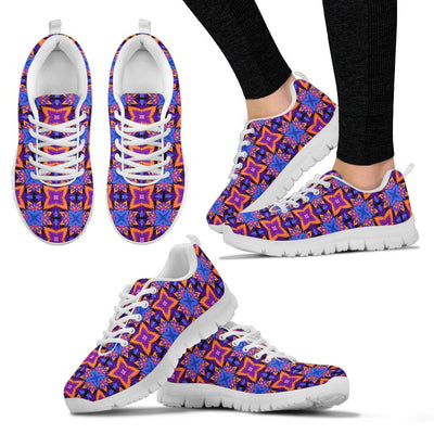 Kaleidoscope Purple Orange Print Design Women Sneakers Shoes