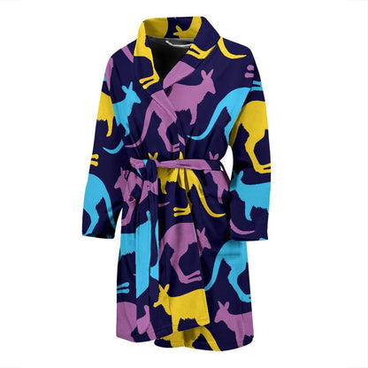 Kangaroos Pattern Print Design 02 Men Bathrobe-JORJUNE.COM