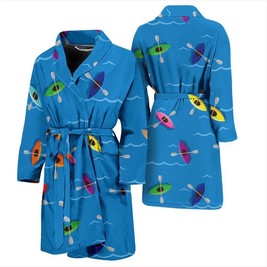 Kayak Pattern Print Design 03 Men Bathrobe-JORJUNE.COM
