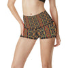 Kente Classic Design African Print High Waisted Spandex Shorts-JTAMIGO.COM