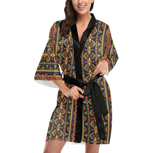 Kente Classic Design African Print Women Short Kimono Robe