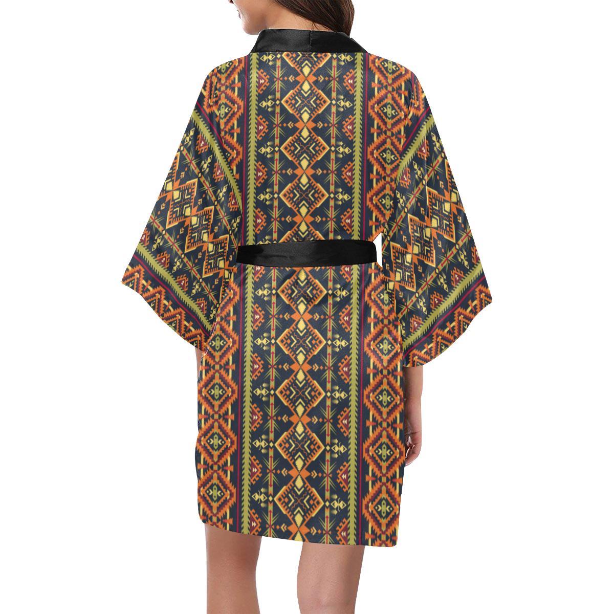 Kente Classic Design African Print Women Short Kimono Robe