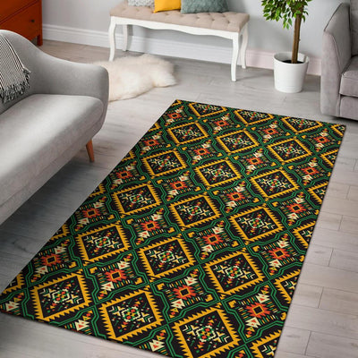 Kente Green Design African Print Area Rugs-JTAMIGO.COM