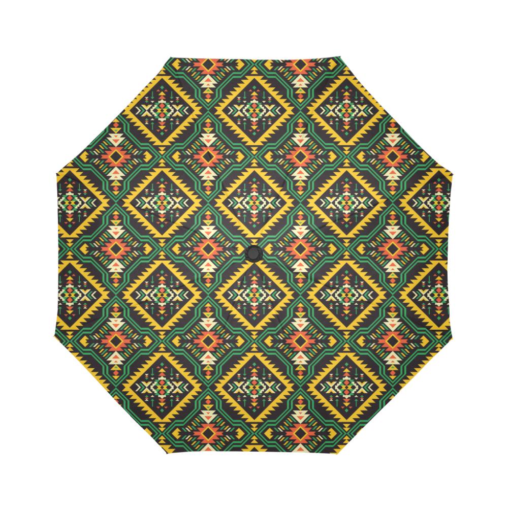 Kente Green Design African Print Automatic Foldable Umbrella