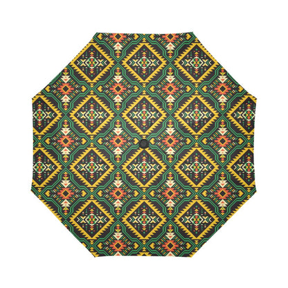 Kente Green Design African Print Automatic Foldable Umbrella