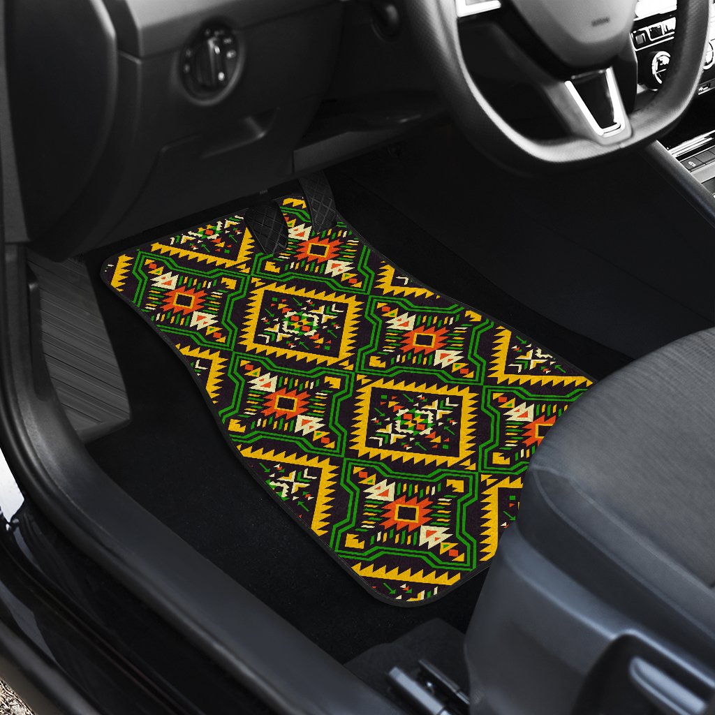 Kente Green Design African Print Car Floor Mats