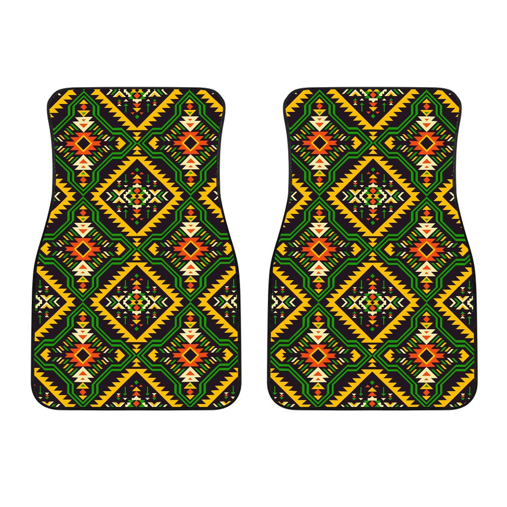 Kente Green Design African Print Car Floor Mats
