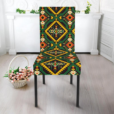 Kente Green Design African Print Dining Chair Slipcover-JTAMIGO.COM