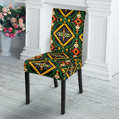 Kente Green Design African Print Dining Chair Slipcover-JTAMIGO.COM