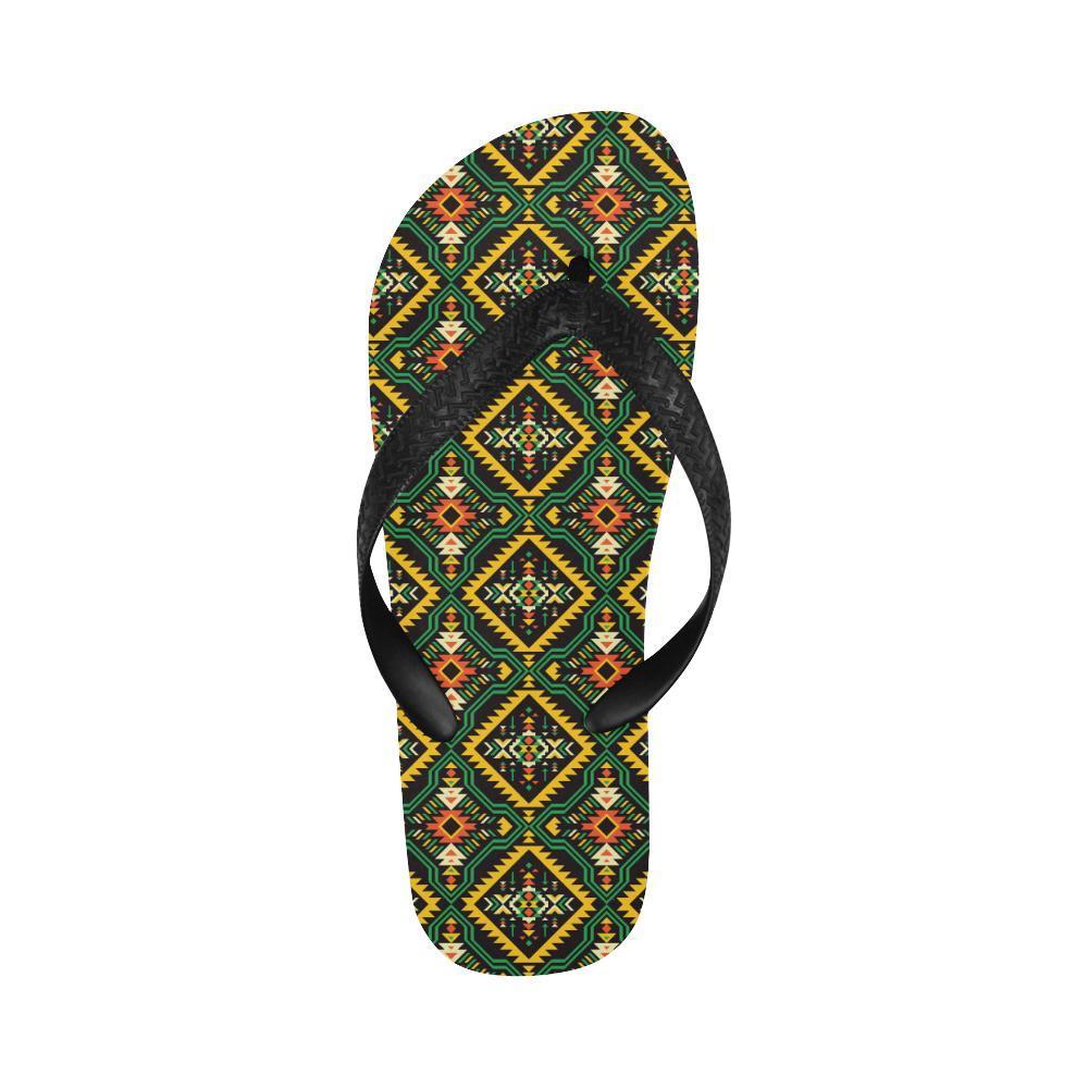 Kente Green Design African Print Flip Flops-JTAMIGO.COM