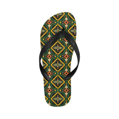 Kente Green Design African Print Flip Flops-JTAMIGO.COM
