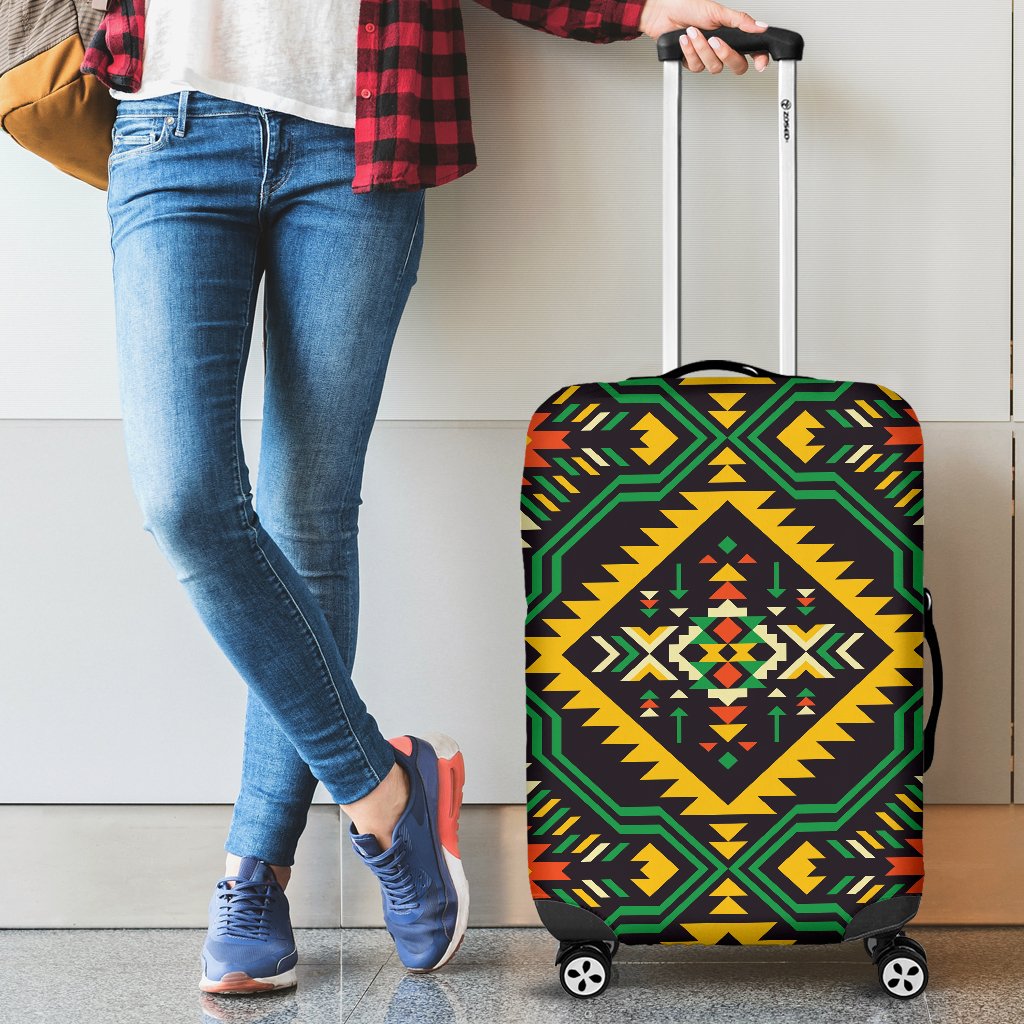 Kente Green Design African Print Luggage Cover Protector