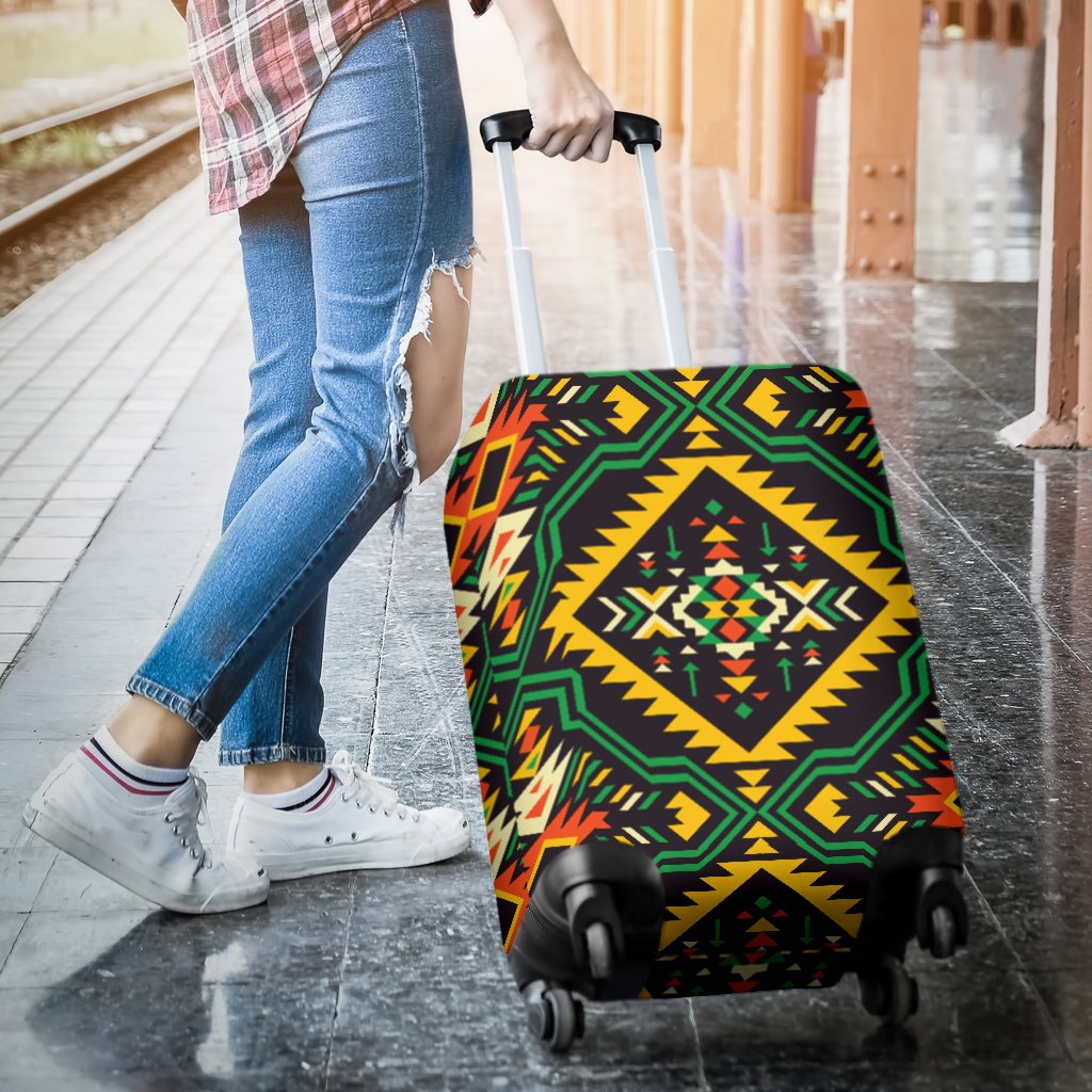 Kente Green Design African Print Luggage Cover Protector