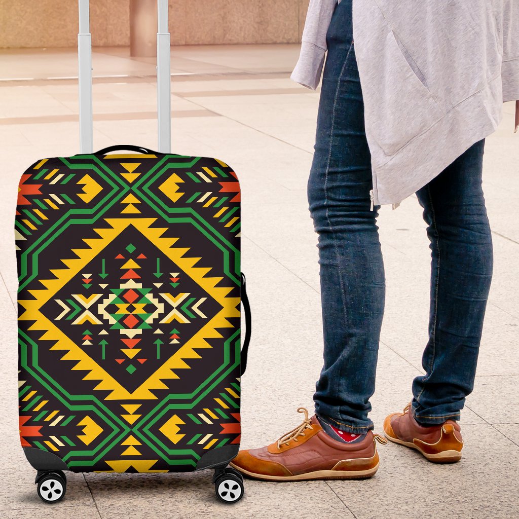 Kente Green Design African Print Luggage Cover Protector
