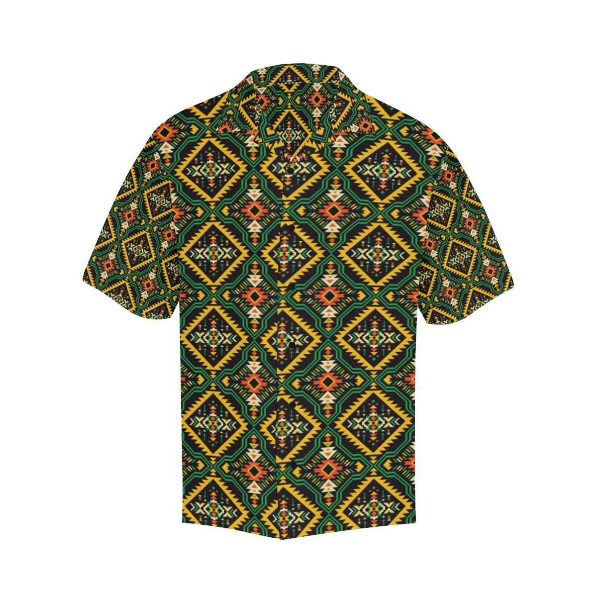 Kente Green Design African Print Men Aloha Hawaiian Shirt