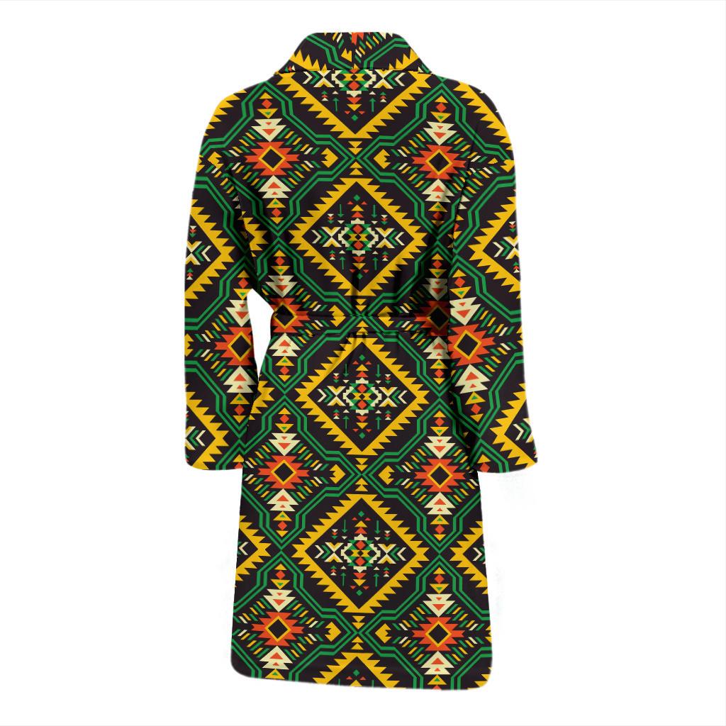 Kente Green Design African Print Men Bath Robe-JTAMIGO.COM