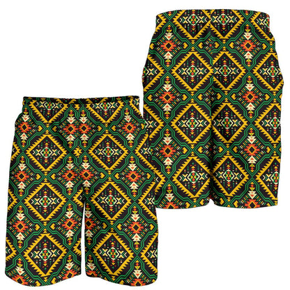 Kente Green Design African Print Mens Shorts-JTAMIGO.COM