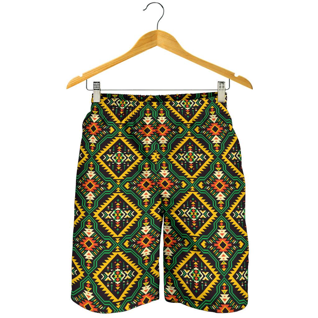 Kente Green Design African Print Mens Shorts-JTAMIGO.COM