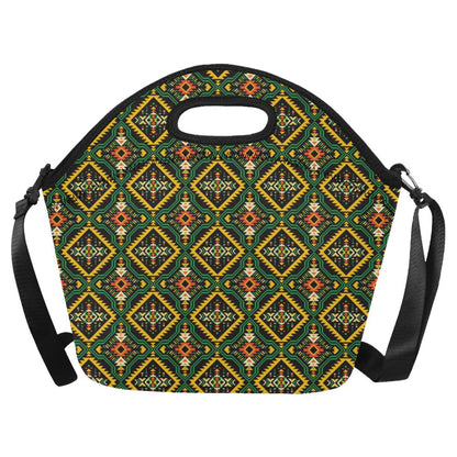 Kente Green Design African Print Neoprene Lunch Bag (Model 1669)(Large)-JTAMIGO.COM