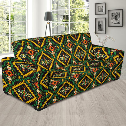 Kente Green Design African Print Sofa Slipcover-JTAMIGO.COM