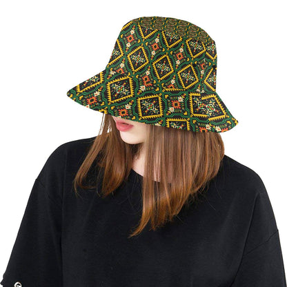 Kente Green Design African Print Unisex Bucket Hat